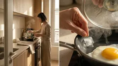 L’astuce du glaçon pour un œuf au plat parfait sans le retourner